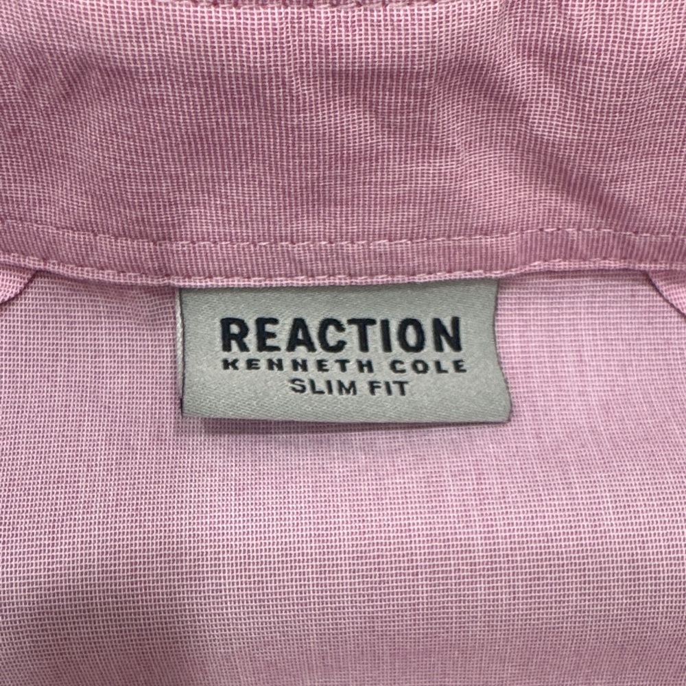 Kenneth Cole Reaction Light Pink Long Sleeve Dress Shirt Slim Fit - Picture 2 of 5